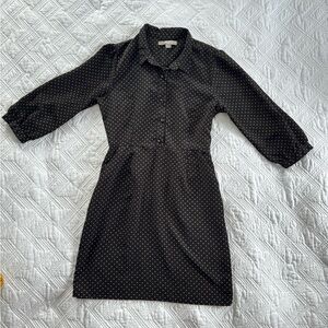Forever 21 Love 21 Black with Tan Polka Dot Shirt Dress With Pockets Size Medium